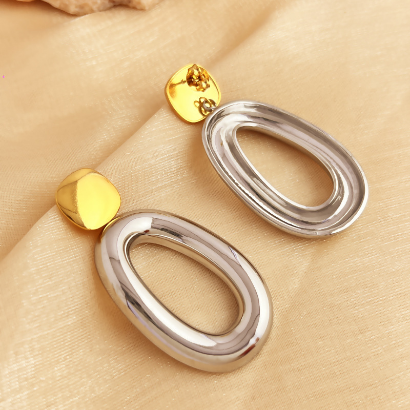 1 Paire De Boucles D'Oreilles Pendantes Pour Femme, En Acier Inoxydable Imperméable, De Couleurs Assorties. Image4