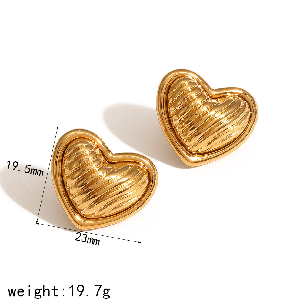 1 Paire De Boucles D'Oreilles À Tige En Acier Inoxydable Plaqué Or Pour Femme, Série Simple, Haut De Gamme Image6