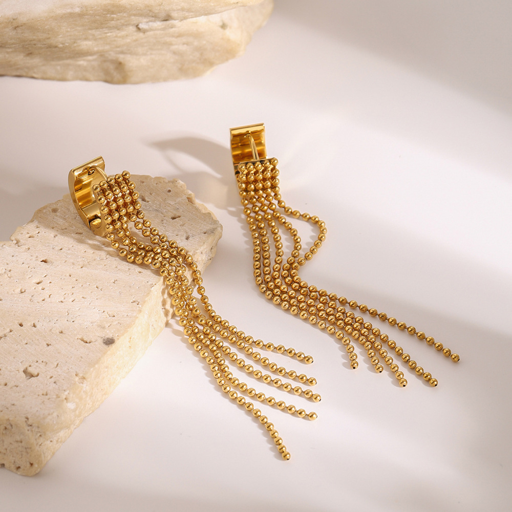 1 Paire De Boucles D'Oreilles Pendantes Pour Femme, Style Rétro Classique, En Acier Inoxydable Plaqué Or. Image4