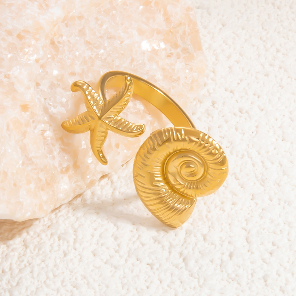 Bague Ajustable Pour Femme, Collection Luxueuse, Élégante, En Forme D'Œil, Avec Pierre Naturelle, En Acier Inoxydable Étanche Et Couleur Or. Image8