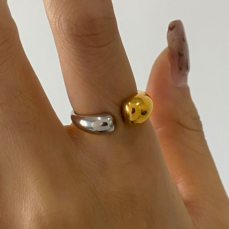 Bague Simple Pour Femme, Collection Concise Series, En Acier Inoxydable Multicolore, Étanche, Couleur Or Et Argent. Image7
