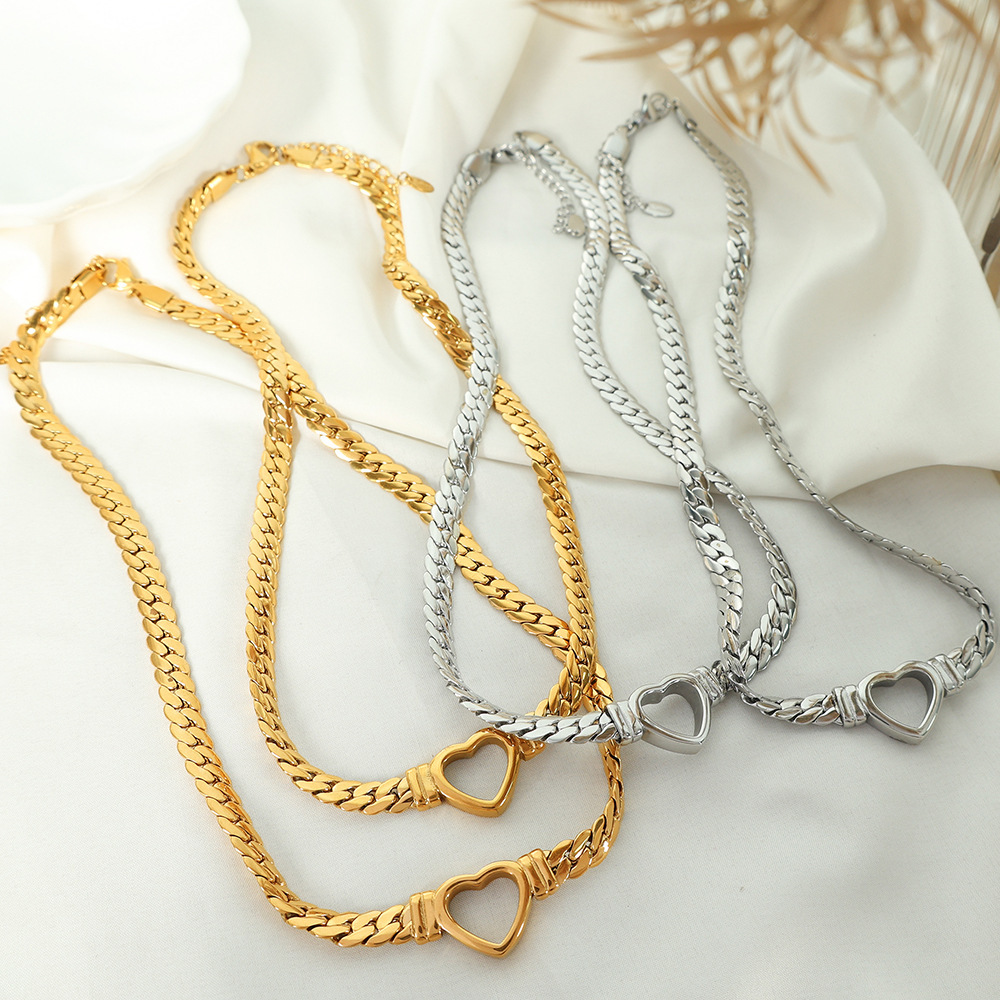 1 Paire De Petits Colliers De Luxe Simples Et Légers, Tendance Féminine, En Acier Titane Plaqué Or, Style Cubain, Pendentif Pour Femme Image4