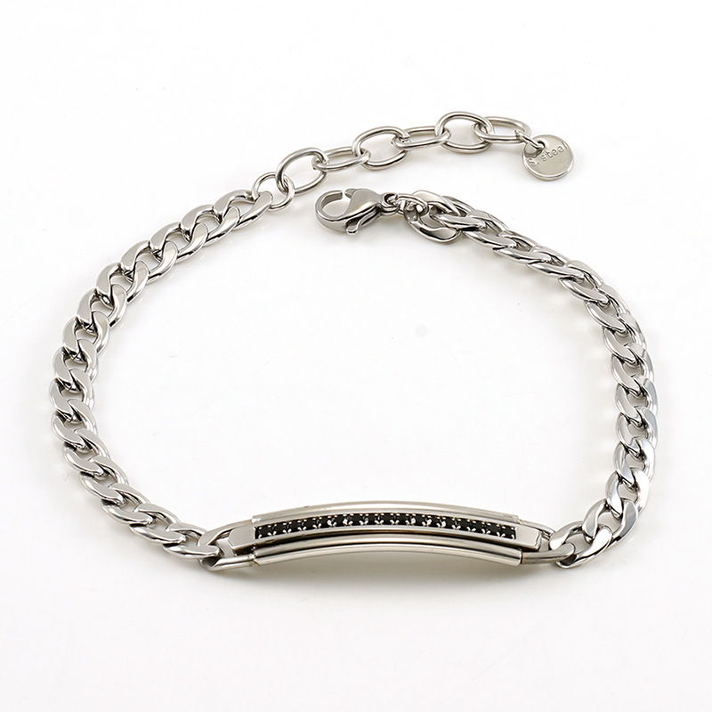1 Paire De Bracelets Pour Hommes En Acier Titane Transfrontalier À Chaîne Cubaine, Design De Niche Haut De Gamme Tendance, Bijoux En Chaîne Nk, Bracelet Unisexe Pour Femmes Et Hommes h5Image6