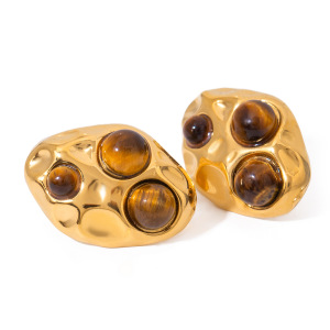 1 Paire De Boucles D'Oreilles À Tige Géométriques Rétro En Acier Inoxydable Plaqué Or Pour Femme, Série Classique h5 Image4
