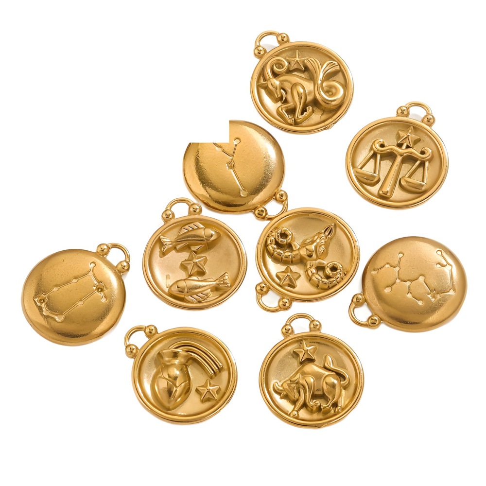 1 Paire De Pendentifs Unisexes Géométriques Classiques Plaqués Or  De La Série Simple Image5