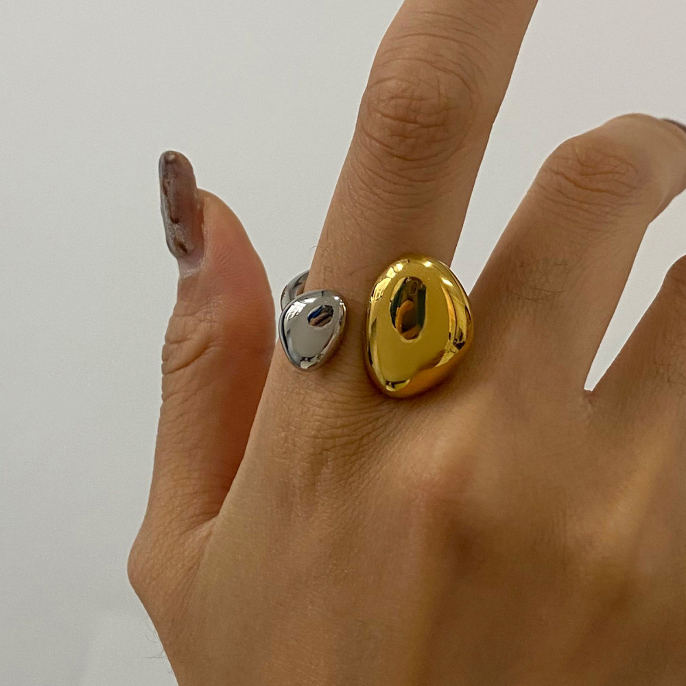 Bagues Simples Pour Femme, Style Minimaliste, En Acier Inoxydable, Étanches, Couleur Or Et Argent, Forme Annulaire Pendante. Image5