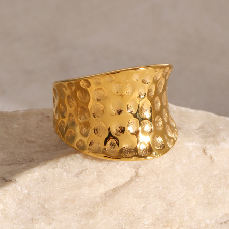 Bague simple pour femme, style rétro, en acier inoxydable uni, étanche. 2