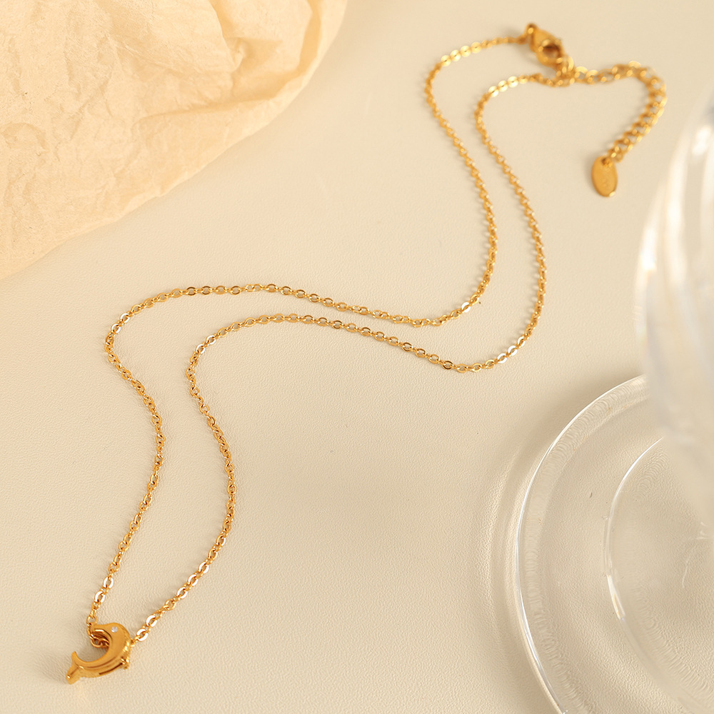 Collier Avec Pendentif En Acier Titane Et Or Pour Femme, Série Simple, Motif Animal Naturel Image4