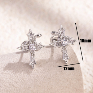 1 Pièce De Boucles D'Oreilles À Tige En Acier Titane Et Zircon Pour Femme, Style Décontracté, Série Simple, Motif Animal, Sans Placage h5