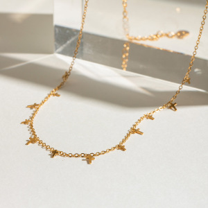 Collier Avec Pendentif Croix Quotidienne En Acier Inoxydable Plaqué Or  Pour Femme, Série Simple, 1 Pièce h5 Image3
