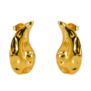 1 Paire De Boucles D'Oreilles À Tige Pour Femme En Acier Inoxydable Plaqué Or , Série Simple, Forme Goutte h5 Image6