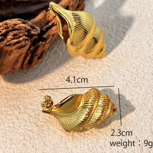 Boucles D'Oreilles Puces Pour Femme En Acier Inoxydable Doré, Imperméables, En Forme De Bulot (1 Paire). h5 Image5