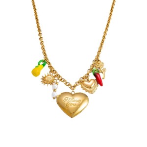 Collier Avec Pendentif En Forme De Cœur En Acier Inoxydable Plaqué Or  Pour Femme, Série Romantique, 1 Pièce h5 Image10