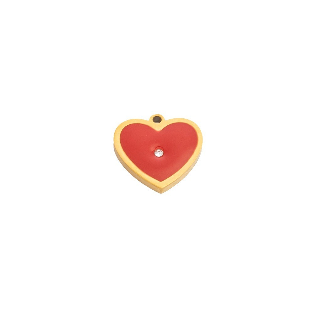 Pendentif Femme Diy En Acier Inoxydable, Couleur Or, En Forme De Goutte, Motif Fraise Douce, Collection Romantique (1 Pièce) h5Image6