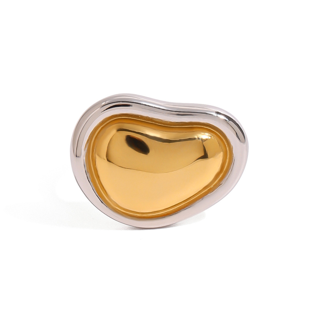 Bague Simple Pour Femme, Élégante Et Moderne, En Acier Inoxydable Imperméable, Couleur Or Et Argent, Au Design Irrégulier Et Au Style Moderne. Image6