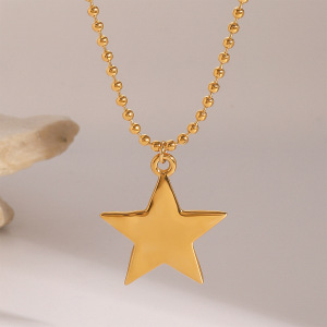 Collier Pendentif Femme Moderne, Pentagramme Massif Quotidien, En Acier Inoxydable Étanche, Couleur Or, 1 Pièce h5 Image5