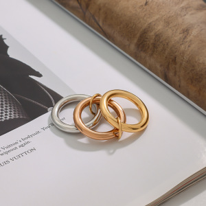 Bague Simple Classique Pour Femme, En Acier Inoxydable Multicouche Étanche (1 Pièce) h5 Image5