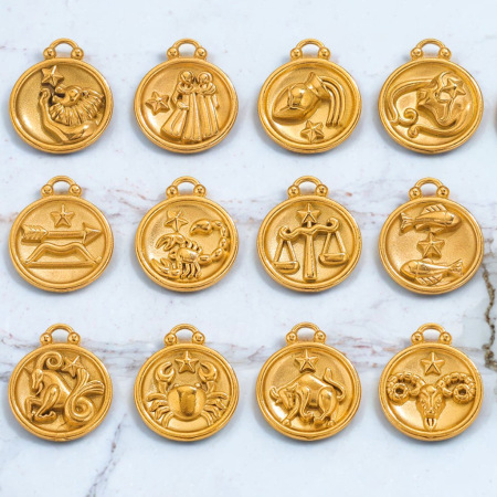 1 paire de pendentifs unisexes géométriques classiques plaqués or  de la série simple