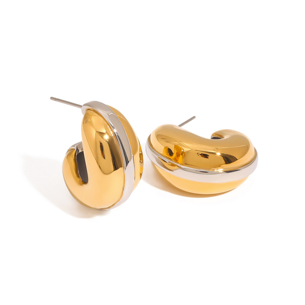 1 Paire De Boucles D'Oreilles À Tige En Acier Inoxydable Doré Pour Femme, , Série Simple Image6