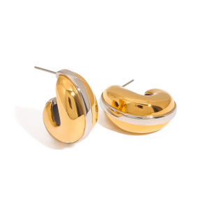 1 Paire De Boucles D'Oreilles À Tige En Acier Inoxydable Doré Pour Femme, , Série Simple h5 Image6