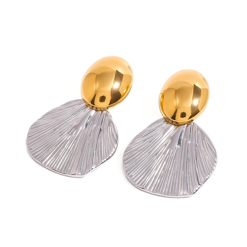 1 Paire De Boucles D'Oreilles Pendantes Géométriques Rétro En Acier Inoxydable Plaqué Or  Pour Femme Image4