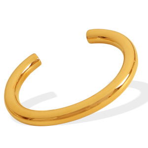 Bracelet Classique En Acier Inoxydable Plaqué Or Pour Femme, Série Simple, Couleur Unie h5 Image6