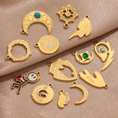 Pendentif romantique en forme de cœur pour la Saint-Valentin, en acier inoxydable étanche, couleur or, à faire soi-même pour les couples (1 pièce) 2