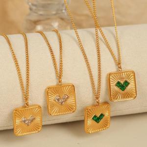 Collier Avec Pendentif En Forme De Cœur Rétro En Acier Titane Doré Pour Femme, Série Luxueuse, 1 Pièce h5 Image5