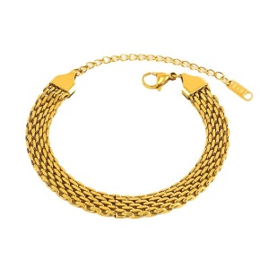 Bracelet Chaîne Unisexe Rétro En Acier Titane Plaqué Or , Série Classique, 1 Pièce h5 Image6
