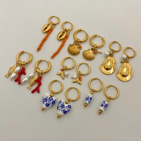 1 paire de boucles d'oreilles pendantes pour femme, série simple, style tortue, en acier inoxydable plaqué or , avec perles artificielles 2