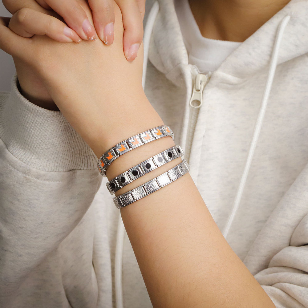 Bracelet Unisexe Simple, Décontracté, Rond, Élastique, Carré, En Acier Inoxydable, Étanche, Couleur Argentée, 1 Pièce Image5