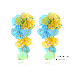 1 Paire De Boucles D'Oreilles Romantiques Colorées En Perles De Sequins À Motif Floral. h5 Image7