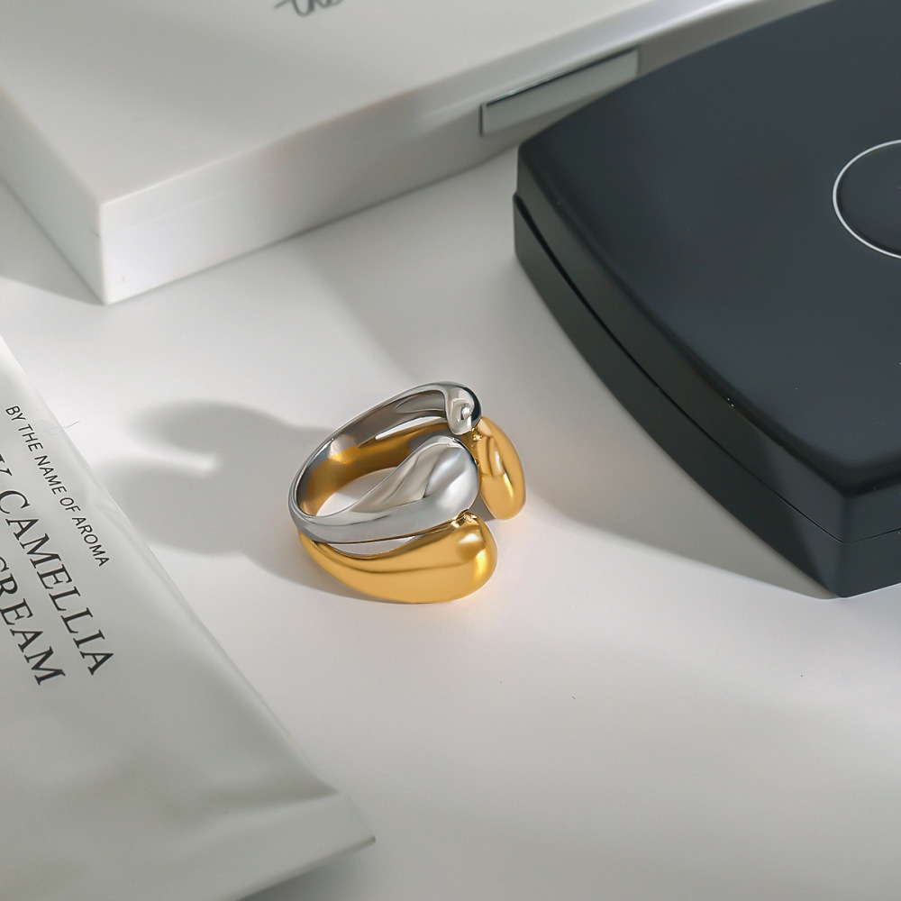 Bague Simple Pour Femme, Collection Simple, Élégante, Annulaire, En Acier Inoxydable Étanche, Coloris Or Et Argent. Image8