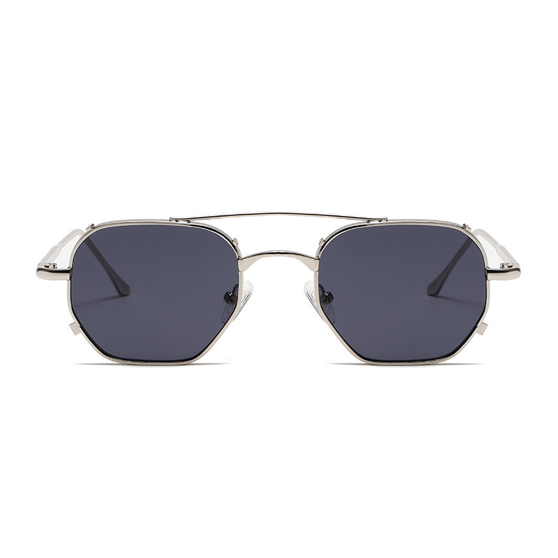 1 Paire De Lunettes De Soleil Simples En Alliage De Couleur Unie Pour Femmes Image2