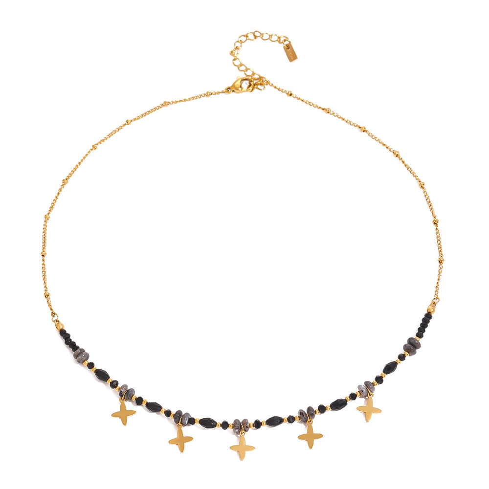 Collier Avec Pendentif En Pierre Naturelle Plaqué Or , Série Simple, Perles Élégantes, Pour Femme Image5