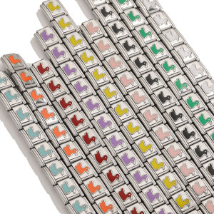 Bracelet Unisexe À Maillons Carrés Élastiques En Acier Inoxydable Argenté, Forme Canard, Étanche, À Faire Soi-Même (1 Pièce) h5 Image6