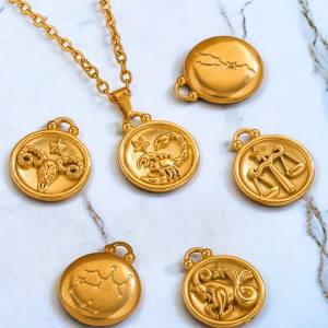 1 Paire De Pendentifs Unisexes Géométriques Classiques Plaqués Or  De La Série Simple h5 Image2