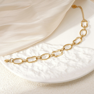 Bracelet Chaîne Géométrique En Acier Titane Couleur Or Pour Femme, Série Simple, 1 Pièce h5 Image4