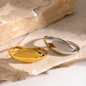 Bague Ajustable Géométrique Pour Femme, En Acier Inoxydable Plaqué Or Et Étanche (1 Pièce). h5 Image4