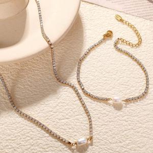 Collier Chaîne Pour Femme, Série Classique, Style Rétro Géométrique, En Acier Titane, Couleur Or h5 Image9