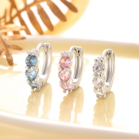 1 pièce de boucles d'oreilles créoles géométriques simples en cuivre sans placage et zircone pour femme