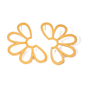 1 Paire De Boucles D'Oreilles À Tige Rétro En Acier Inoxydable Plaqué Or Pour Femme, Série Classique h5 Image5