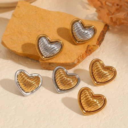 1 paire de boucles d'oreilles à tige en acier inoxydable plaqué or pour femme, série simple, haut de gamme