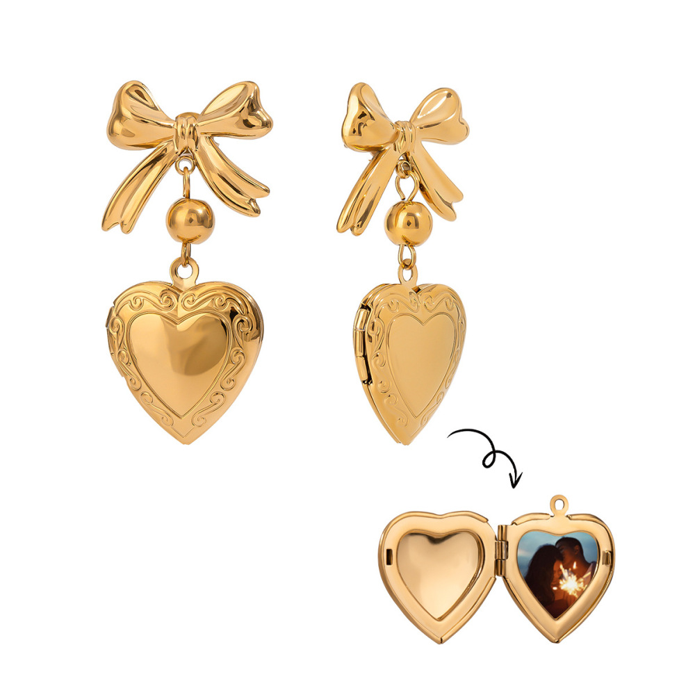 Boucles D'Oreilles Pendantes Élégantes Et Raffinées, Style Classique, En Acier Inoxydable Doré, Imperméables, À Monter Soi-Même. Modèle Nœud Papillon. Collection Classique. Image5