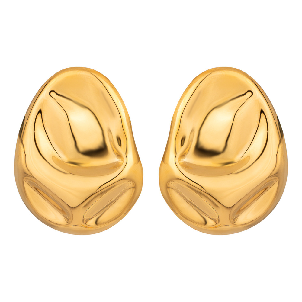 1 Paire De Boucles D'Oreilles À Tige Simples En Acier Inoxydable Plaqué Or  Pour Femme Image5