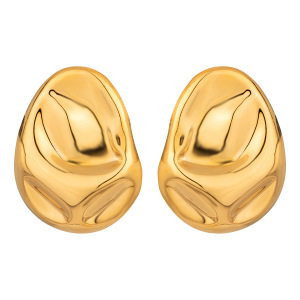 1 Paire De Boucles D'Oreilles À Tige Simples En Acier Inoxydable Plaqué Or  Pour Femme h5 Image5