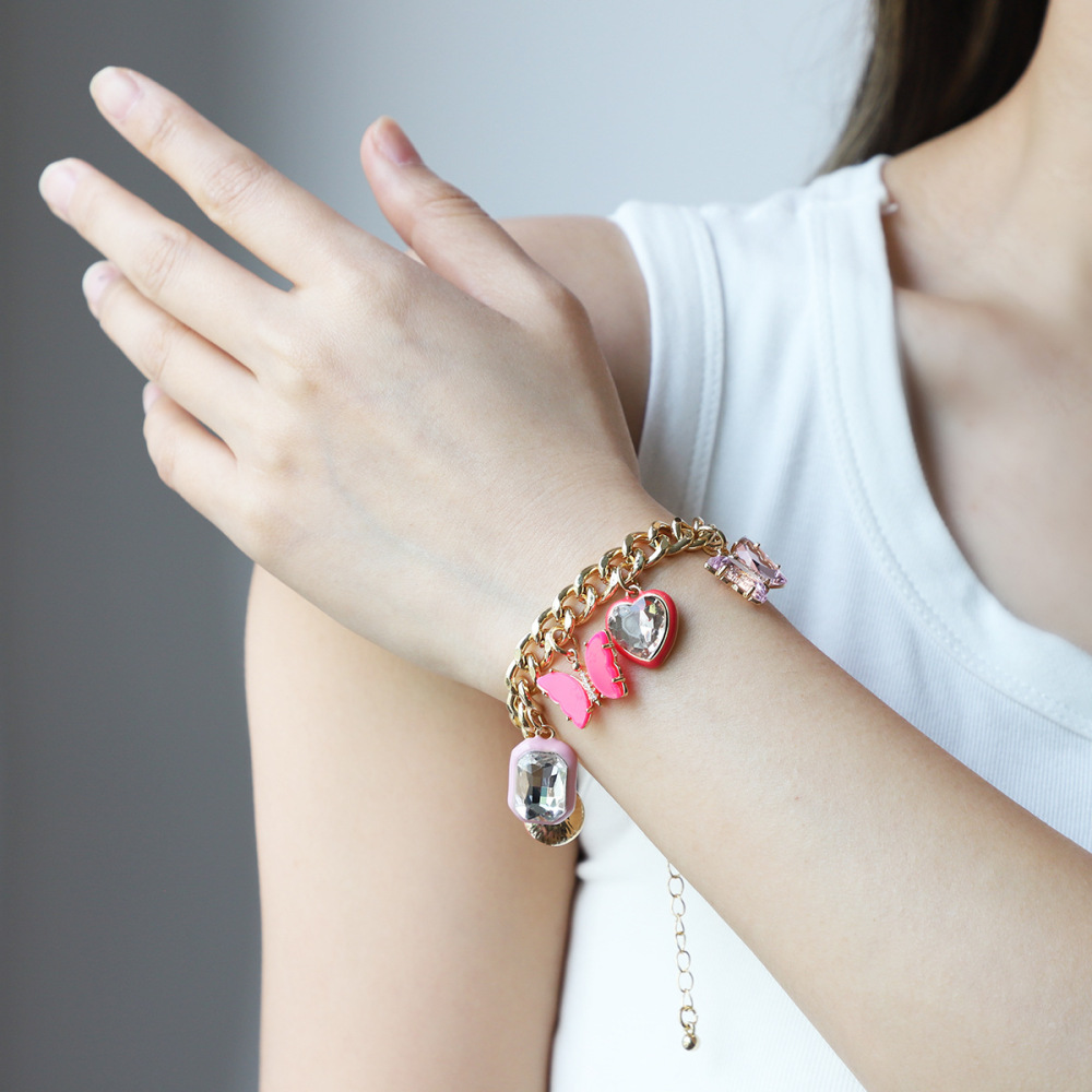 Bracelet À Breloques Rétro En Alliage Pour Femme, Série Luxueuse, Motif Cœur Image4