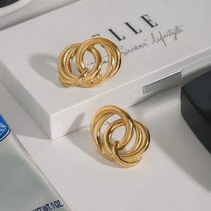 1 Paire De Boucles D'Oreilles Puces Pour Femme En Acier Inoxydable Étanche, Coloris Or Et Argent. h5 Image4