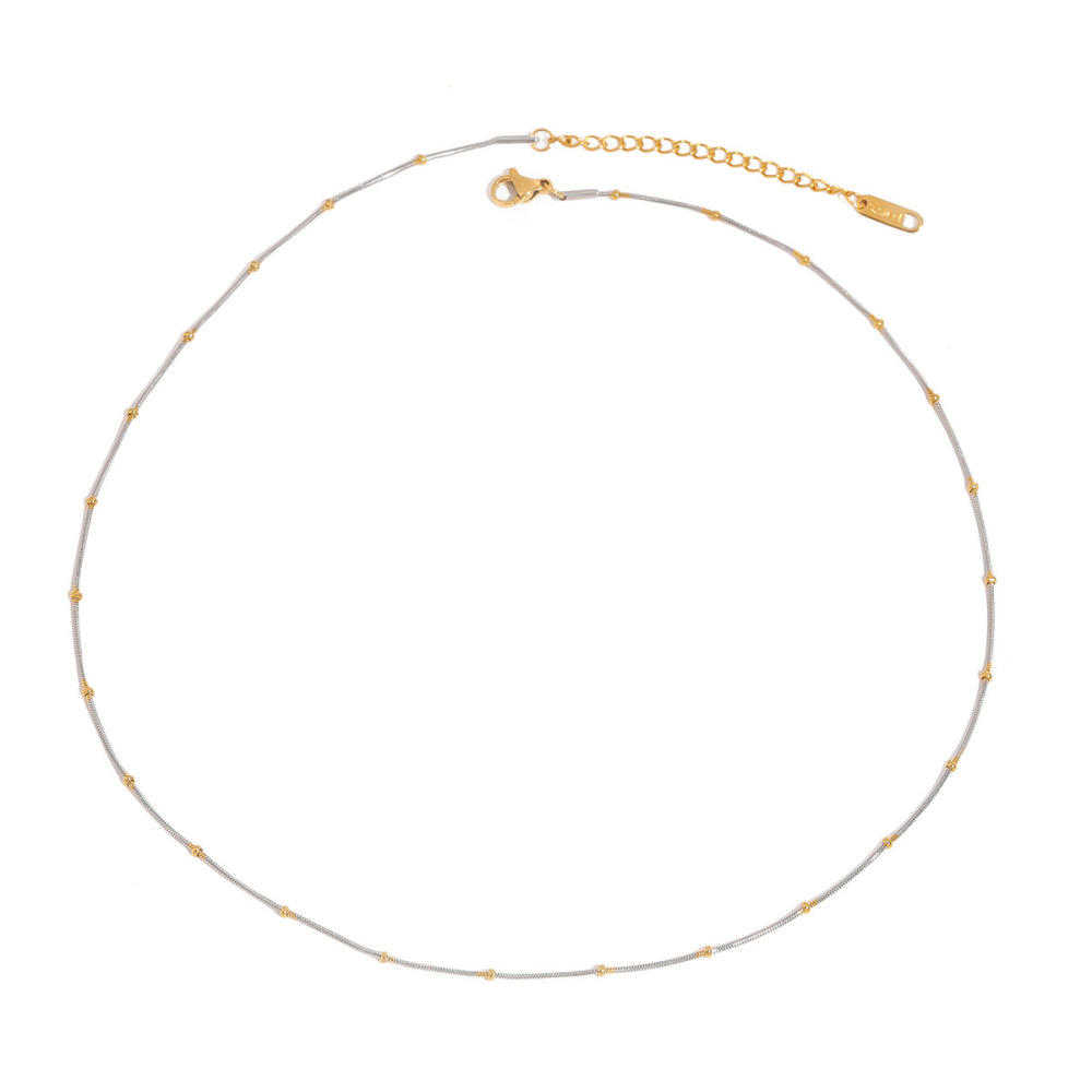 Collier Chaîne Femme Simple Series Daily Line En Acier Inoxydable Étanche, Coloris Or Et Argent (1 Pièce) Image8