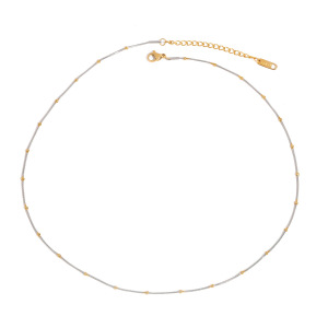 Collier Chaîne Femme Simple Series Daily Line En Acier Inoxydable Étanche, Coloris Or Et Argent (1 Pièce) h5 Image8